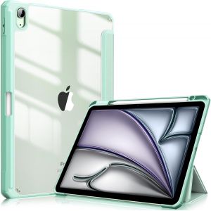 Coque Pour Ipad Air 11 Pouces 2024 M2 Et Ipad Air 5/4 10.9 Pouces (2022/2020) - [Rangement De Stylet] Housse Transparente Claire Etui Antichoc Veille/Réveil Auto, Vert.[F4240] - Neuf