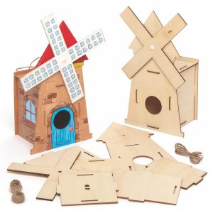 KALANKA-AT864 Kits de maisons à oiseaux en bois pour moulin à vent - Loisirs créatifs à thème pour enfants (Paquet de 2) - Neuf