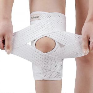 Genouillere Avec Stabilisateurs Lateraux Pour Les Dechirures Meniscales, Les Douleurs Au Genou, L'arthrite, Le Ligament Croise Anterieur Et Le Ligament Croise Anterieur, Genouillere Respirante Et Reglable - Blanc - Neuf