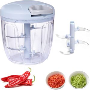 Hachoir À Oignons Manuel, 900 Ml, 5 Lames, Pour Salades, Oignons, Pesto, Persil, Saucisses, Noix, Vanille, Légumes, Salades Et Fruits (Bleu) - Neuf