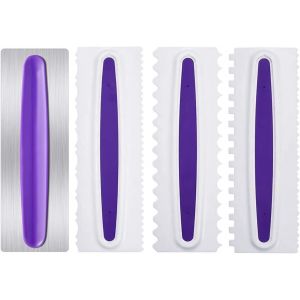 Sjzg-G&acirc;teau Grattoir,4 Pi&egrave;ces Spatule Patisserie Peignes De D&eacute;coration De G&acirc;teau Spatule &Agrave; G&acirc;teau Plus Lisse Spatule Cr&egrave;me Lisse Spatules &Agrave; Fondant G&acirc;teau Gla&ccedil;age Plus Doux - Neuf