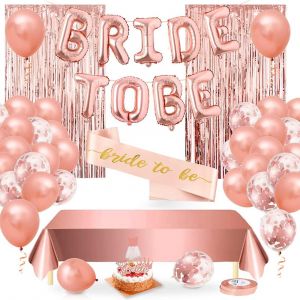 Cauc-Bride To Be Decoration, Ballon Evjf Or Rose, Accessoire Evjf, Bride To Be Banni&egrave;re, Accessoire Evjf Avec Echarpe Evjf Nappe, Pour Enterrement Vie Jeune Fille, Douche Nuptiale, Hen Party - Neuf