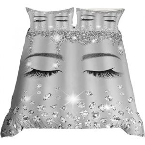 Parure De Lit Avec Housse De Couette &Agrave; Paillettes Dor&eacute;es Gris 3d Pour Filles - Housse De Couette Luxueuse Onglets Housse De Couette - Neuf