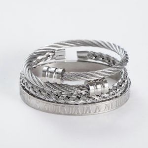 Nouveau,Adapt&eacute; Bracelets En Acier Inoxydable Pour Les Hommes Bracelet Jonc En Chiffres Romains En Or Bracelet Manchette R&eacute;glable Pour Hommes - Neuf