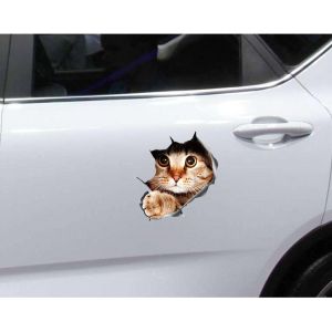 Pièce De 2 Toilettes Avec Chasse D'eau Autocollant De Pvc Matériel De Décoration Murale Le Chat Thème Vient De Sortir Du Trou Autocollant Mural Coloré Sticker Mural¿16*23,4 Cm¿ - Neuf