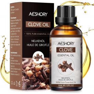 KALANKA-AESHORY Huile Essentielle Clou de Girofle 50ML, Huile de Clou de Girofle pour Diffuseur 100% Pure & Naturelle, Huiles Parfumées Aromathérapie de Clou de Girofle pour Améliorer la peau, Relax, - Neuf