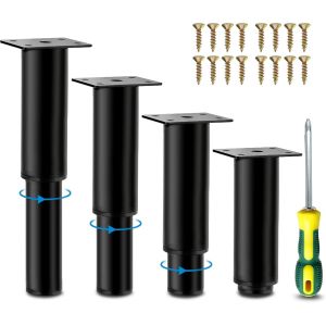 4pcs Pieds de Meubles Réglables Pied Cuisine Pieds de Sommier à Lattes Universel Pied de Lit à Visser Metal sans Perçage 15-27cm Hauteur pour Pieds d'armoire,Table Basse,Canapé Jambe Table - Neuf