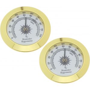 ChenQuanSarl-2 Pcs 38 Mm Rond En Alliage Hygromètre Pour Moniteur Précis Étui De Guitare Étui À Cigares Serre Cave À Vin Entrepôt Classeur Or - Neuf