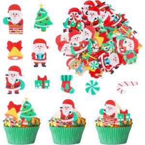 Trahoo-Lot De 100 D&eacute;corations De G&acirc;teau De No&euml;l En Papier Comestible Pour G&acirc;teau, P&egrave;re No&euml;l, Muffin, &Eacute;lan Pour F&ecirc;te De No&euml;l, Cupcakes, G&acirc;teaux - Neuf