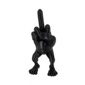Figurine de doigt d'honneur avec jambes, cadeau humoristique, accessoire de bureau d&eacute;coratif, 12,5 cm, noir - Neuf
