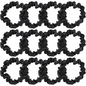 12 Pi&egrave;ces Bandeaux En Satin Noir Bandeaux En Soie Chouchou Satin Bandeaux E&eacute;lastiques Femmes Filles Bandeaux Porte Queue De Cheval Elastique Cheveux (2,36 Pouces) - Neuf