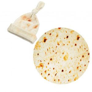 Couverture D'emmaillotage Ronde En Fibre D'acetate Douce Pour Nouveau-Ne Avec Bonnet, Beige Fonce - Neuf