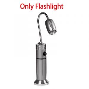 HUTP-Lampe de poche LED pour barbecue d'ext&eacute;rieur,Zoomable,Super lumineuse,r&eacute;glable &agrave; 360 degr&eacute;s &deg; Torche de travail d'urgence de camping avec base magn&eacute;tique-T6(Silver) - Neuf