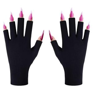 Gants De Protection Uv Pour Lampe À Ongles En Gel, Mitaines Professionnelles Upf50+ Pour Manucure, Soin De La Peau, Protection Des Mains Contre Les Dommages Causés Par La Lumière Uv (Noir) - Neuf