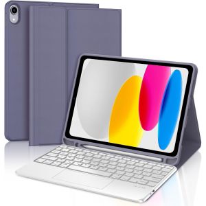 Clavier iPad (A16) 11&egrave;me G&eacute;n&eacute;ration 11 Pouces 2025/iPad 10&egrave;me G&eacute;n&eacute;ration 10.9u201d 2022 avec Trackpad, &Eacute;tui Clavier Touchpad AZERTY sans Fil Bluetooth pour iPad 10eme/11eme, Violet Lavande - Neuf