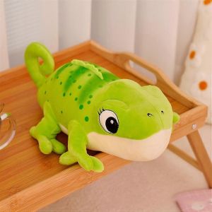 Peluche caméléon, 30 cm, animal en peluche doux, idéal pour Halloween-vert - Neuf