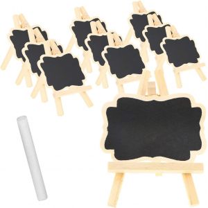 ERYI-® 10X Ensemble De Planches En Bois Mini Pour Plantes Aromatiques Et Plantes D'Intérieur, Chevalet En Bois Avec Craie Pour Pots De Fleurs, Graines, Graines - Neuf