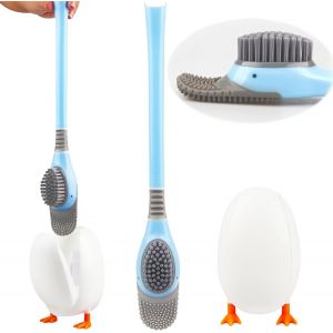 KAL-Brosse Wc Creative Duck, Brosse De Toilette Avec Tête De Nettoyage Des Bords, Balayette Wc En Silicone, Balai Toilette Wc Avec Base Anti-Goutte, Pour Le Nettoyage De La Salle De Bain - Neuf