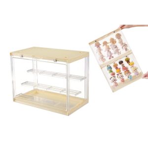 Vitrine pour mini-figurines, design &agrave; trois niveaux, anti-poussi&egrave;re, couleur cr&egrave;me, 30 x 17 x 23 cm - Neuf