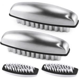 4 Pi&egrave;ces Brosse A Ongles Main Inoxydable Kit, Brosse &Agrave; Ongles Pour Les Mains &Agrave; Poils Durs,2 En 1 Le Nettoyage Des Mains Brosse, Pour Nettoyer Les Ongles Et Les Mains, Les L&eacute;gumes, Les Fruits - Neuf