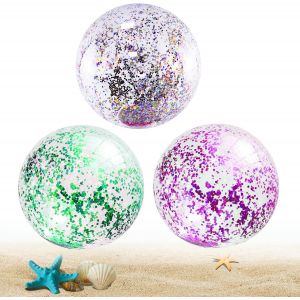 KAL-3 Pièces De Ballons Gonflables Pour L'Eau, Ballon Gonflable, Ballons Gonflables À Paillettes Pour L'Eau De 40 Cm, Ballon De Fête Piscine Les Activités D'Été (A) - Neuf