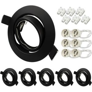 ERYI-Spot Encastrable Gu10 Set,Cadres De Montage En Noir Pour Spot Led Encastrable 68Mm Avec Douille Gu10,Orientable 30°,Ac 220-240V,Rond,Pour Lampes A Led Ou Halogènes Lot De 6 - Neuf