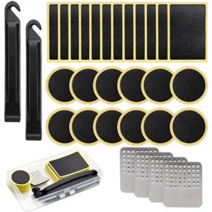 Letnerny-Kit Réparation Pneu Vélo Crevaison 30 Pièces, Patch Kit Reparation Vélo Sans Colle Avec Râpe Métalliqu, Kit Reparation Pneu Vélo Portable Pour Vtt De La Route - Neuf
