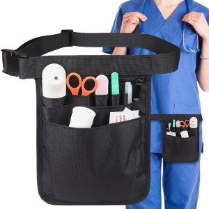 SJZG-Sac De Ceinture Infirmi&egrave;re, Sac D'Infirmi&egrave;re Pour Femme, Sac De Rangement Multifonctionnel R&eacute;sistant Avec Ceinture R&eacute;glable, Accessoires D'Infirmi&egrave;re, 18 X 25 Cm, Noir - Neuf