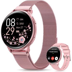 Montre Connect&eacute;e Femme avec Appel Bluetooth, 1.27"" HD Smartwatch Fonction F&eacute;minine, 120+ Modes Sportifs, 24H Fr&eacute;quence Cardiaque, 24H SpO2, Sommeil, Calories IP68 Podom&egrave;tre Android iOS Rose - Neuf