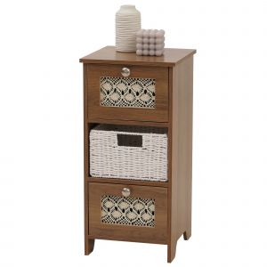 Commode HWC-O75, meuble &agrave; tiroirs, 3 tiroirs, tiroirs &agrave; paniers, bois m&eacute;lamin&eacute; 63x30x30cmmarron - Neuf