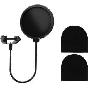ChenQuanSarl-Microphone Filtre,Micro Écran Anti Vent,Microphone Pop Filter,Filtres Anti-Pop,Double Couche Son Bouclier,Mic Dual Layer Sound Shield Wind Pop Screen,Microphone Filtre Anti-Pop,Angle Rég - Neuf