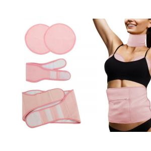 Kit De Bandages R&eacute;utilisables &Agrave; L'huile De Ricin Pour La Taille, Le Cou Et La Poitrine - 4 Paquets - Rose - Neuf