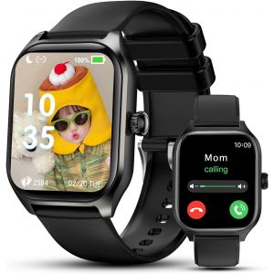 JGD-Montre Connect&eacute;e Enfants avec D'appel/R&eacute;ponse Podom&egrave;tre M&eacute;t&eacute;o R&eacute;veil 120+Modes Sportifs, Cadeau pour Gar&ccedil;ons Filles et Adolescents (Obsidian) - Neuf