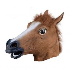 Masques Réalistes De Tête De Cheval Pleine Tête Fourrure Crinière Latex Masque D¿Animal Effrayant Pour Le Costume De Fête D¿Halloween - Neuf