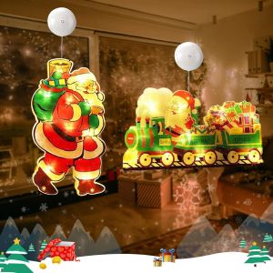 Kal-2 Pièces Lumières De Décoration De Noël,Lumières De Démarrage De Noël À Suspendre Avec Ventouse,Lumières De Ventouse De Fenêtre De Noël,Suspension Noel,Alimenté Par Pile,Deco De Noel Interieur (D - Neuf