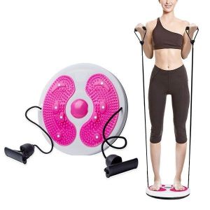 Planche D'équilibre Magnétique À Torsion Pour La Taille Avec Disque De Massage Des Pieds Et Cordes Élastiques ¿ Rose, 27,5 Cm, Antidérapante, Pour Le Fitness À Domicile Et Au Bureau - Neuf