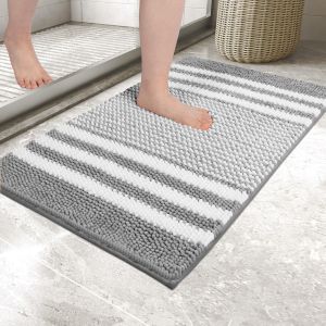 Tapis de Bain,Tapis Salle de Bain Antid&eacute;rapant Absorbant,Tapis de Bain Chenille Microfibre Moelleux,Lavable en Machine,50 x 80 cm,Gris - Neuf