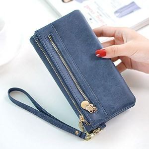 Portefeuille Vintage Pour Femme En Cuir Synth&eacute;tique Avec Fermeture &Eacute;clair,Bleu (Bleu) - Yn001 - Neuf