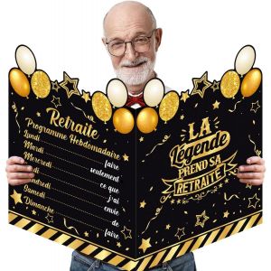 JEXNOVASHOP-XXL Carte Retraite Geante,Cadeau Retraite Femme Homme,D&eacute;coration Retraite,Vive La Retraite,Carte Depart Retraite,Carte Depart Collegue, Carte Retraite Homme Femme,Carte De Depart Collegue - Neuf