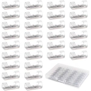 MEVRONISSHOP-Lot de 30 clips de c&acirc;ble transparents auto-adh&eacute;sifs pour gestion des c&acirc;bles de 7 mm de diam&egrave;tre - Neuf