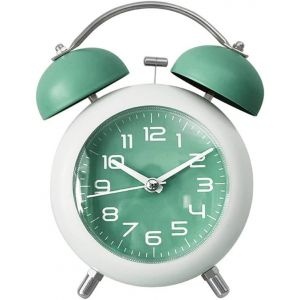 KAL-Réveil Analogique, Double Cloche Fort Avec Silencieuse Sans Tic Tac Veilleuse Batterie Support Pour Dormeurs Lourds Enfants Chambre À Coucher - Neuf