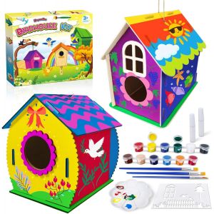 KALANKA-2Pack Birdhouse Kit, Kits de Bricolage pour Enfants pour Construire et Peindre une Maison D'oiseau, Bricolage en Bois pour Pâques pour Les Filles, Les Garçons et Les Enfants en Bas âge - Neuf