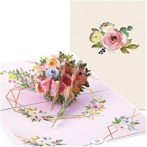 CHECARZHN--NO1-Carte Pop Up Bouquet De Fleurs, Carte Anniversaire 3D Avec Enveloppe Carte Anniversaire Mariage Carte Mariage Félicitation Carte De Voeux 3D Pour Un Anniversaire,Retraite Ou Comme Bon - Neuf