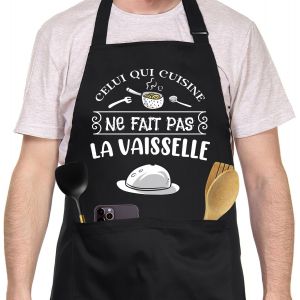 ERYI-Tablier Cuisine Homme Personnalisé Noir, Réglable Tablier Personnalisé Humour Drole Rigolo Barbecue Bbq, Tablier De Cuisine Professionnel Coton Cadeau Fete Des Peres Saint Valentin Noel Papa - Neuf
