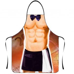 Tablier humoristique, nouveaute, image claire et realiste, sans manches, sangle, impermeable, polyester, homme muscle, tablier de cuisine, fournitures pour la maison, Jikaixiang - Neuf
