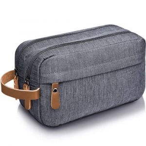 Trousse de voyage grande capacit&eacute;, imperm&eacute;able, portable, en nylon, pour cosm&eacute;tiques, grise - Neuf