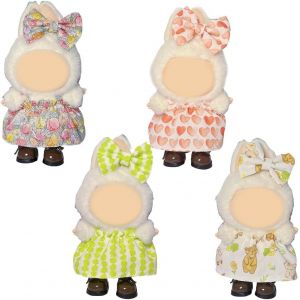 4 ensembles 17cm Accessoires pour v&ecirc;tements de poup&eacute;e V&ecirc;tements pour Poup&eacute;e Labubu 17cm Ensemble DIY d'Accessoires en Peluche Accessoires pour Poup&eacute;es Labubu Compatible avec labubu - Neuf