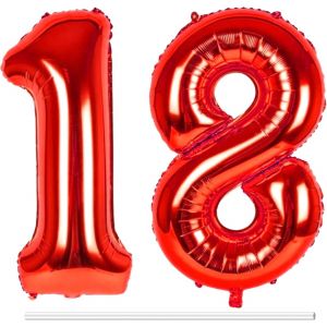 Ballons Anniversaire 18 Ans Rouge, 83Cm Helium Ballon Chiffre 1 Et 8 Numero Aluminium Ballon D&eacute;coration Birthday 18 An Pour Fille Garcon Enfant Deco De F&ecirc;tes D'Anniversaires - Neuf