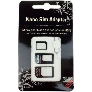 Adaptateur Nano Sim 4 En 1 (Nano Sim To Micro Sim Card+ Micro Sim To Standard Card + Nano Sim To Standard Card) + Clip Pour Retirer La Carte Sim Gratuite Universelle Pour Tous Les Smartphones Ou - Neuf