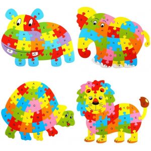 Mode En Bois Animal Alphabet Lettter Puzzle Enfants &Eacute;ducatif D&eacute;veloppement Toy_Elephant - Neuf